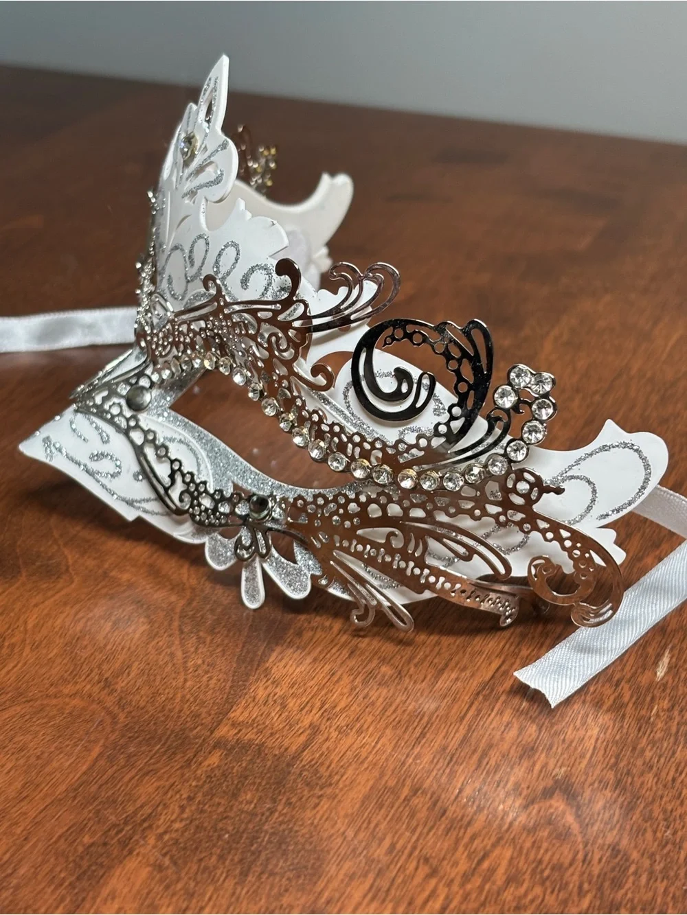 Silver Rhinestone Venetian Masquerade Mask by